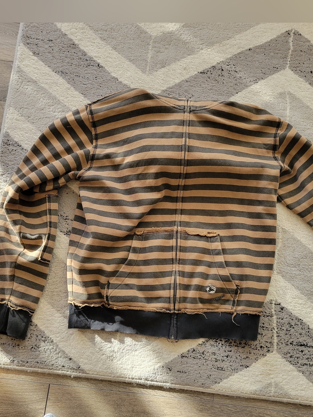 Striped  Fallen Chris Cole Brown and Black Zip-Up Hoodie
